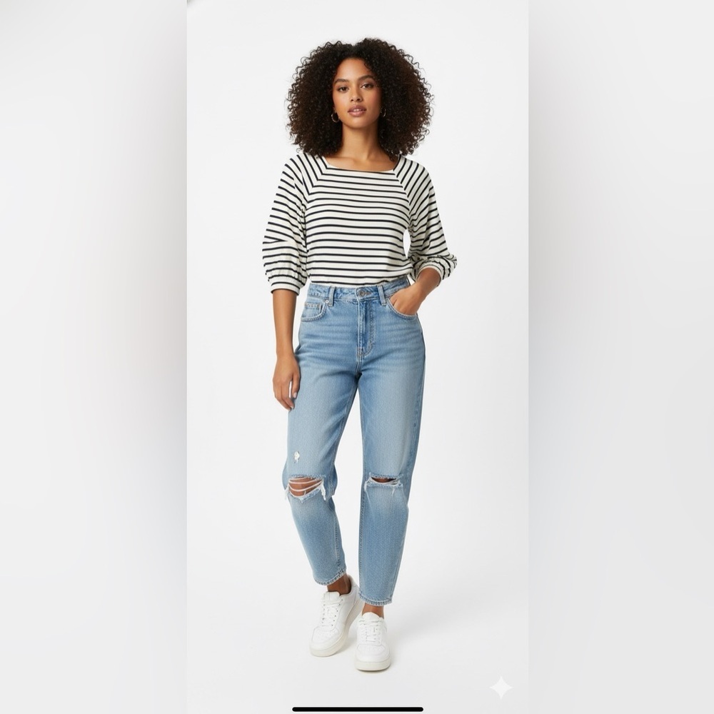 🤩 NWOT Free Assembly Balloon Sleeve Stripe Top Size Small